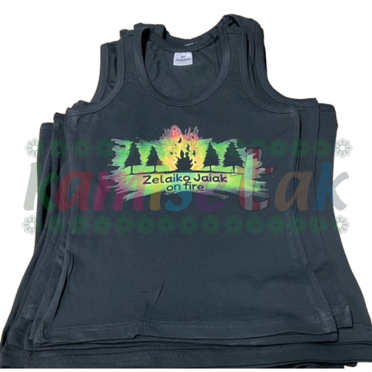 Camisetas negras de tirantes Zelaiko Jaiak on fire Camisetas negras de tirantes Zelaiko Jaiak on fire
