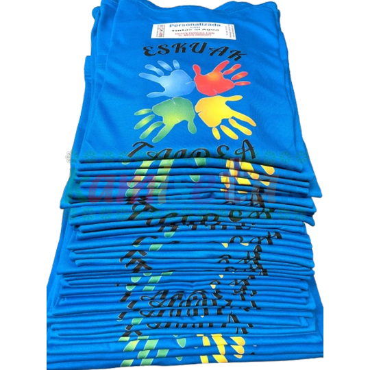 Camisetas azules de fiestas Eskuak Camisetas azules de fiestas Eskuak