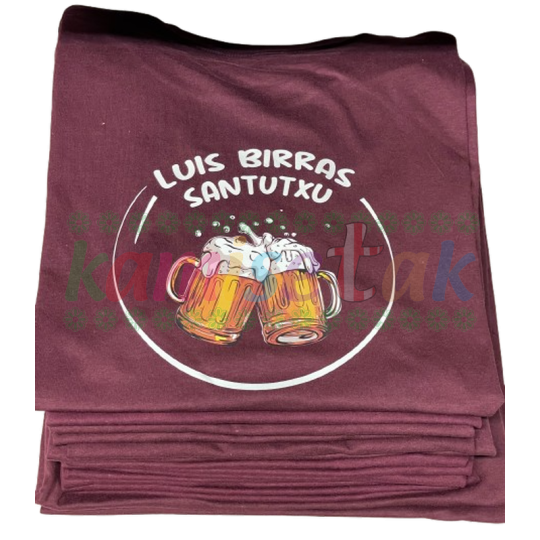 Camisetas burdeos de fiestas Luis Birras de Santutxu Camisetas burdeos de fiestas Luis Birras de Santutxu