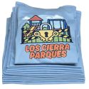 Ejemplo de camisetas de fiesta, de color Celeste, de la cuadrilla Los Cierra Parques Ejemplo de camisetas de fiesta, de color Celeste, de la cuadrilla Los Cierra Parques